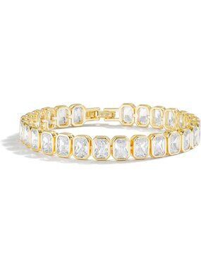 Elegant 14K Gold Tennis Bracelet for Women, Sparkling Bezel CZ Jewelry Gift